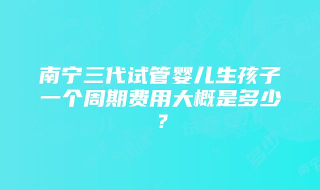 南宁三代试管婴儿生孩子一个周期费用大概是多少？