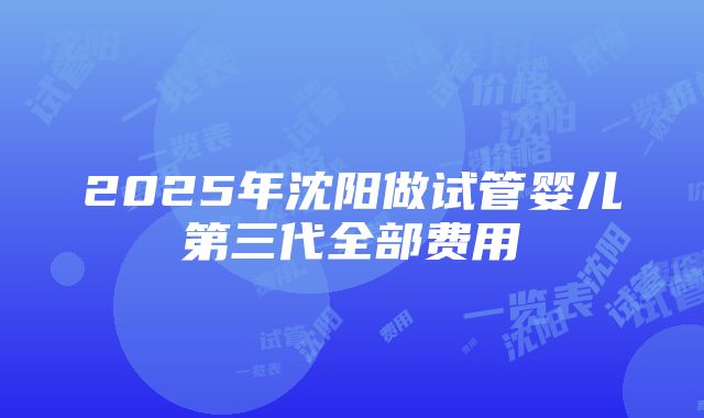 2025年沈阳做试管婴儿第三代全部费用