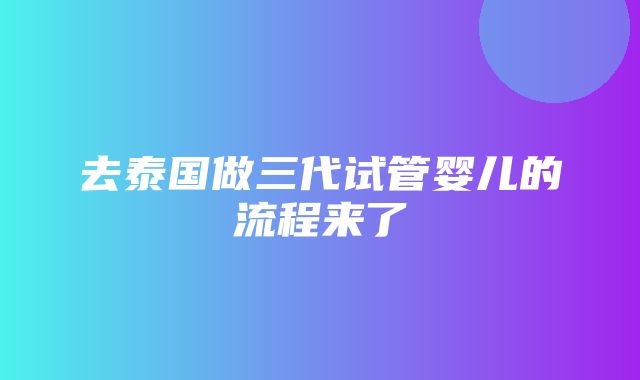 去泰国做三代试管婴儿的流程来了