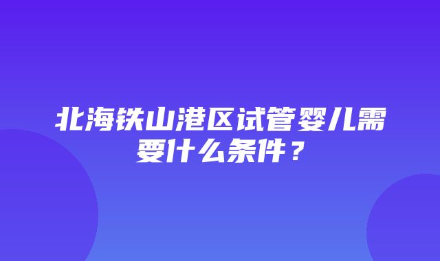 北海铁山港区试管婴儿需要什么条件？