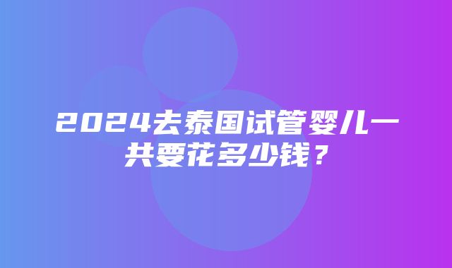 2024去泰国试管婴儿一共要花多少钱？