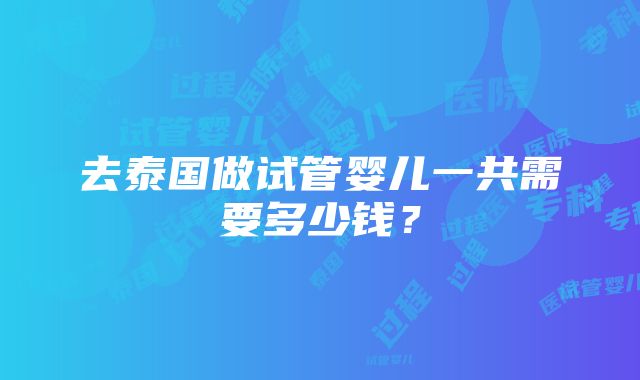 去泰国做试管婴儿一共需要多少钱？