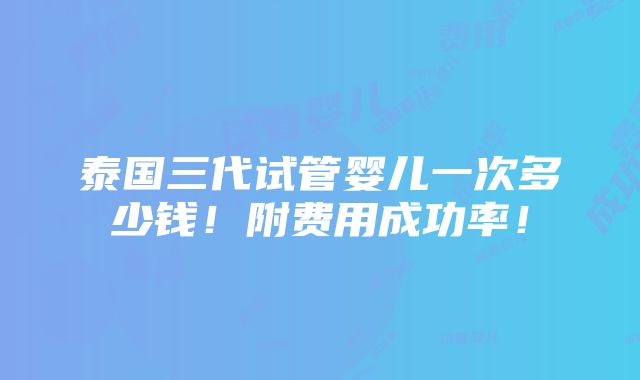 泰国三代试管婴儿一次多少钱！附费用成功率！