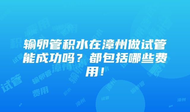 输卵管积水在漳州做试管能成功吗？都包括哪些费用！