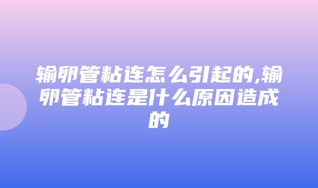 输卵管粘连怎么引起的,输卵管粘连是什么原因造成的