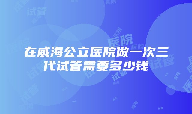 在威海公立医院做一次三代试管需要多少钱