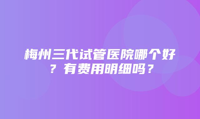 梅州三代试管医院哪个好？有费用明细吗？