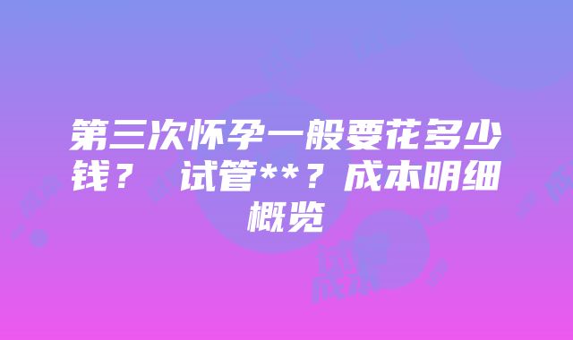 第三次怀孕一般要花多少钱？ 试管**？成本明细概览