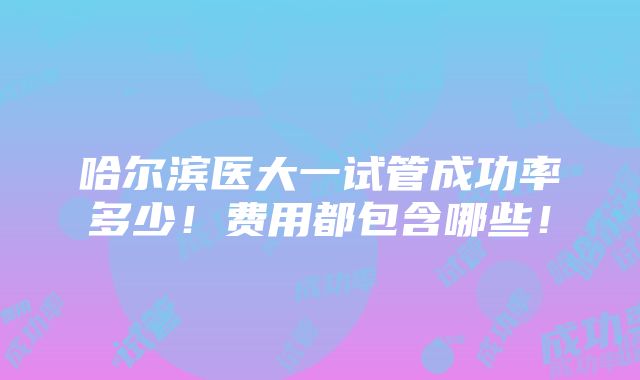 哈尔滨医大一试管成功率多少！费用都包含哪些！