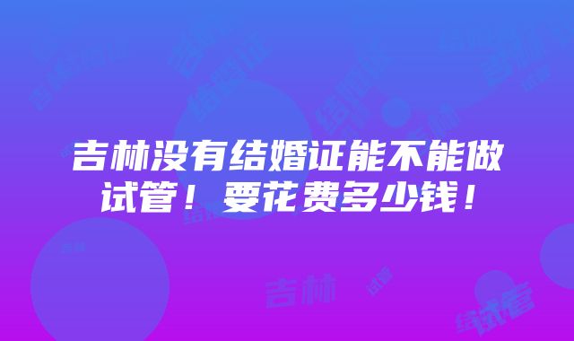 吉林没有结婚证能不能做试管！要花费多少钱！