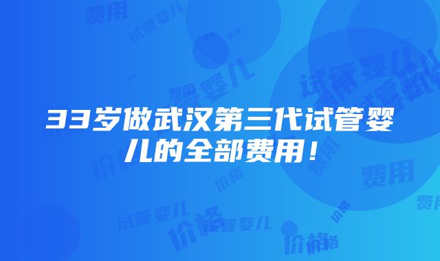 33岁做武汉第三代试管婴儿的全部费用！