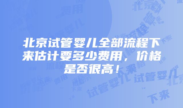 北京试管婴儿全部流程下来估计要多少费用，价格是否很高！