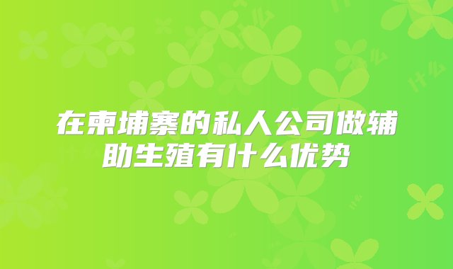 在柬埔寨的私人公司做辅助生殖有什么优势