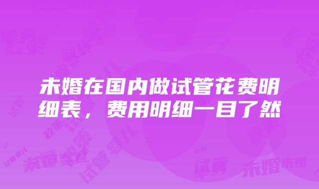 未婚在国内做试管花费明细表，费用明细一目了然