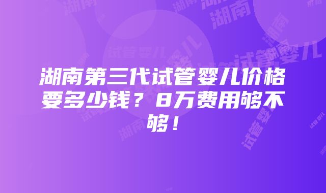 湖南第三代试管婴儿价格要多少钱？8万费用够不够！