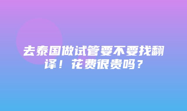 去泰国做试管要不要找翻译！花费很贵吗？