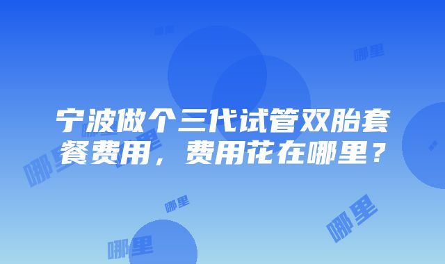 宁波做个三代试管双胎套餐费用，费用花在哪里？