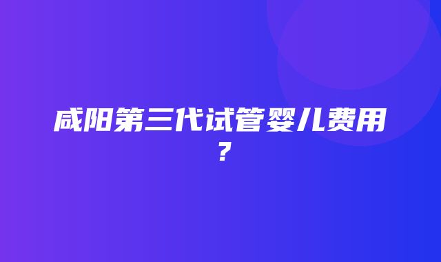 咸阳第三代试管婴儿费用？