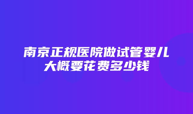 南京正规医院做试管婴儿大概要花费多少钱