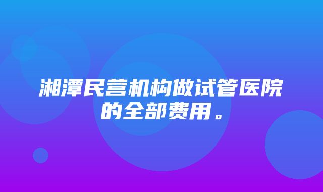 湘潭民营机构做试管医院的全部费用。