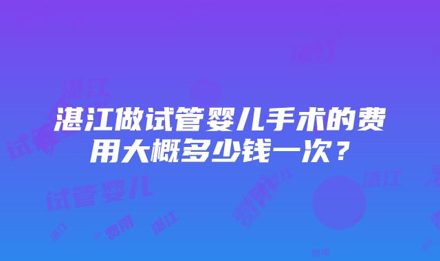 湛江做试管婴儿手术的费用大概多少钱一次？