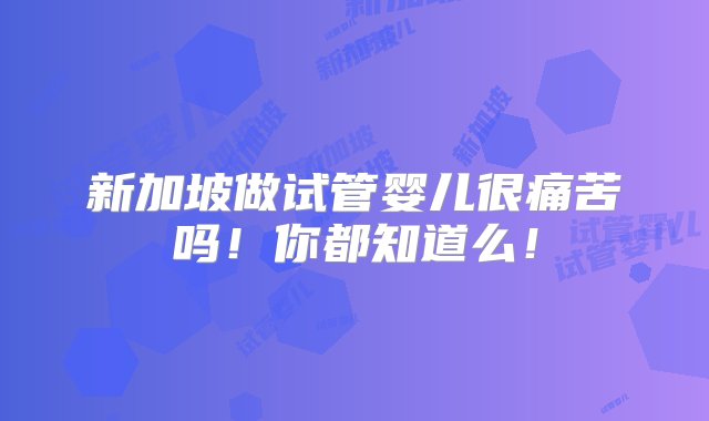 新加坡做试管婴儿很痛苦吗！你都知道么！