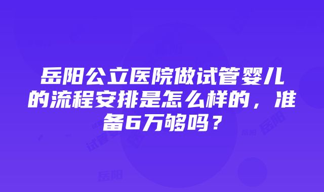 岳阳公立医院做试管婴儿的流程安排是怎么样的，准备6万够吗？