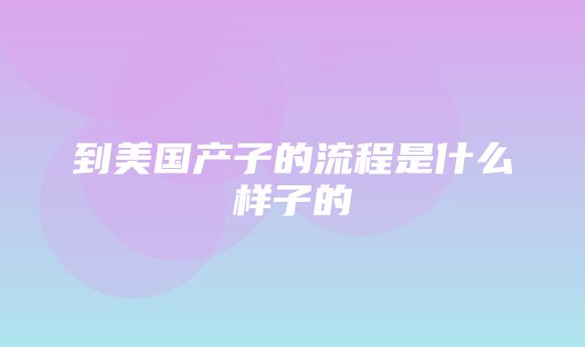 到美国产子的流程是什么样子的