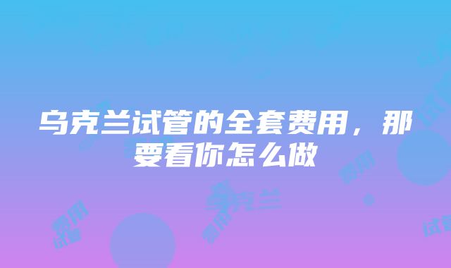 乌克兰试管的全套费用，那要看你怎么做