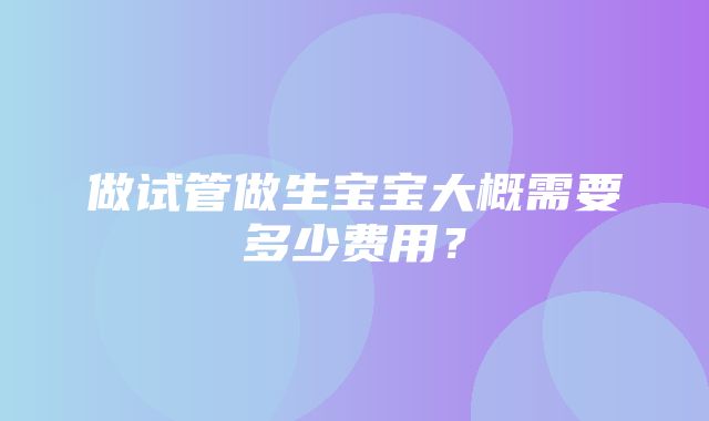 做试管做生宝宝大概需要多少费用？