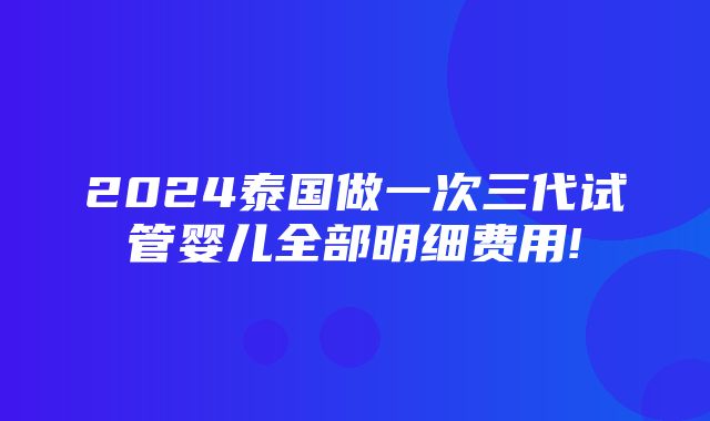 2024泰国做一次三代试管婴儿全部明细费用!