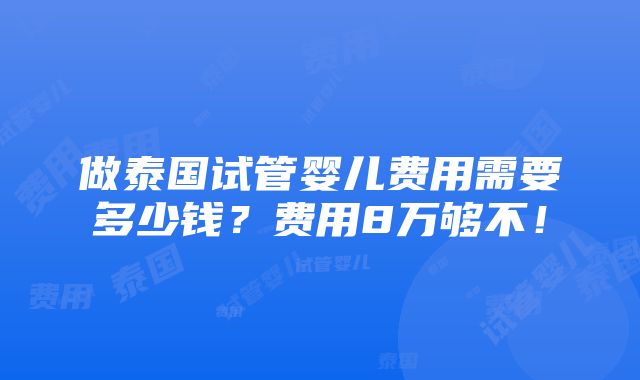 做泰国试管婴儿费用需要多少钱？费用8万够不！