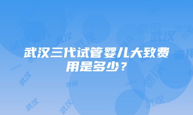 武汉三代试管婴儿大致费用是多少？