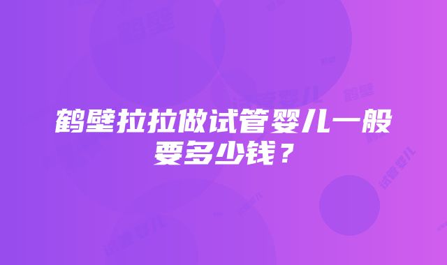 鹤壁拉拉做试管婴儿一般要多少钱？