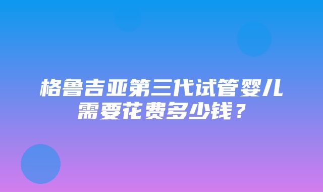 格鲁吉亚第三代试管婴儿需要花费多少钱？