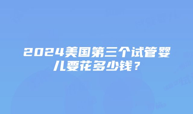 2024美国第三个试管婴儿要花多少钱？