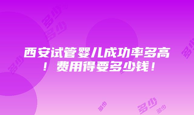 西安试管婴儿成功率多高！费用得要多少钱！