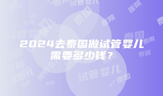 2024去泰国做试管婴儿需要多少钱？