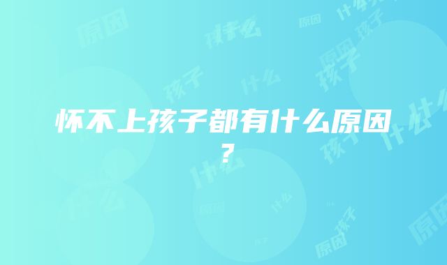 怀不上孩子都有什么原因？