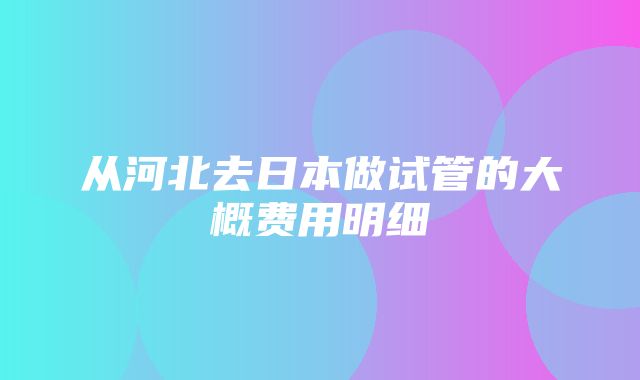 从河北去日本做试管的大概费用明细