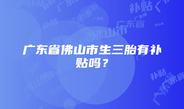 广东省佛山市生三胎有补贴吗？