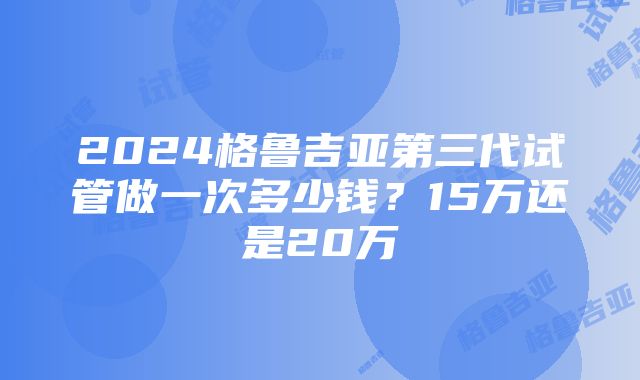 2024格鲁吉亚第三代试管做一次多少钱？15万还是20万