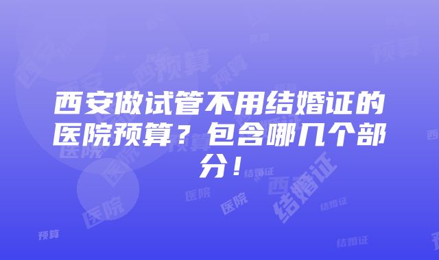 西安做试管不用结婚证的医院预算？包含哪几个部分！