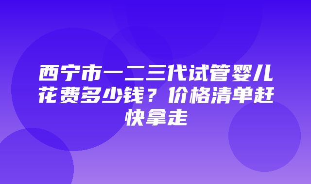 西宁市一二三代试管婴儿花费多少钱？价格清单赶快拿走