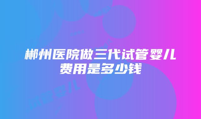 郴州医院做三代试管婴儿费用是多少钱