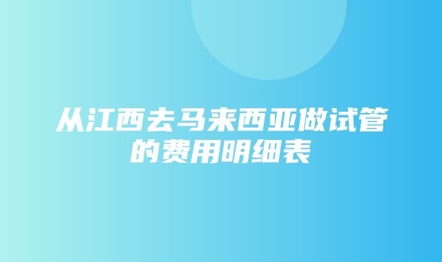 从江西去马来西亚做试管的费用明细表