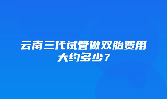 云南三代试管做双胎费用大约多少？