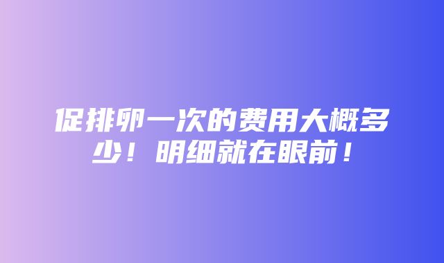 促排卵一次的费用大概多少！明细就在眼前！