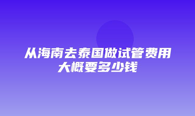 从海南去泰国做试管费用大概要多少钱