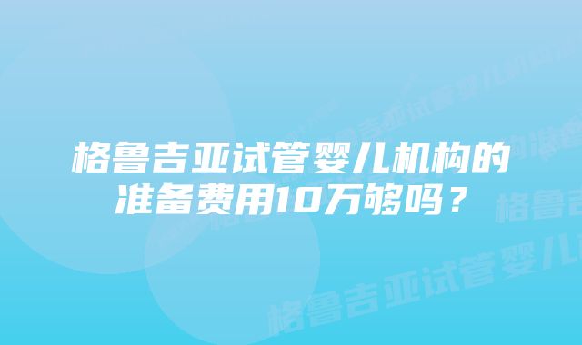 格鲁吉亚试管婴儿机构的准备费用10万够吗？